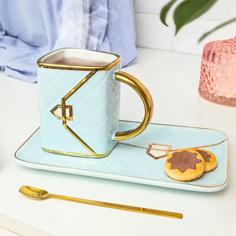 Cadouri de Craciun - Set Cadou Cana si Suport Tip Geanta Mint