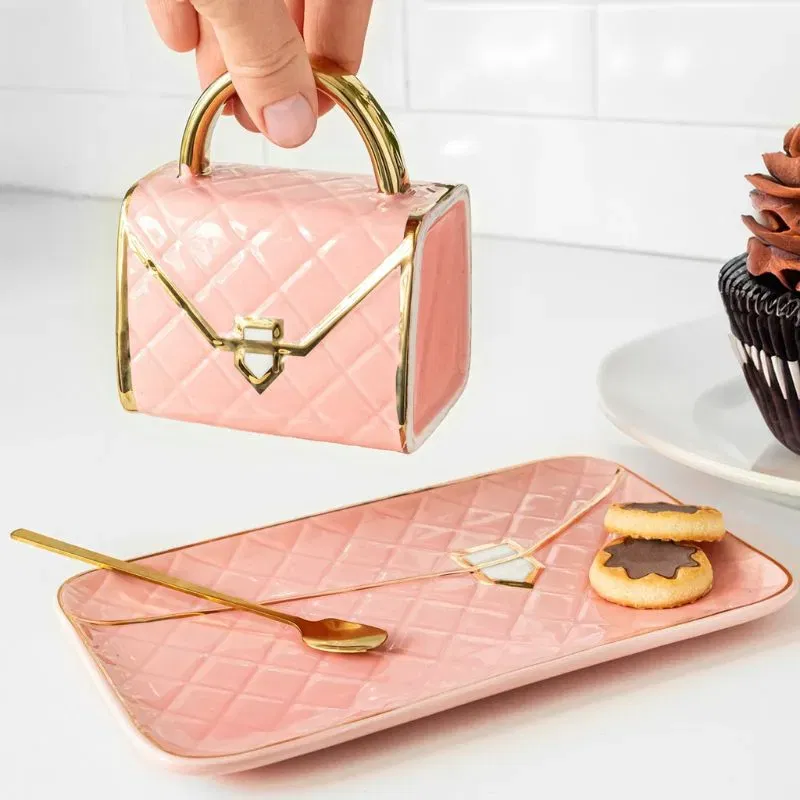 Set Cadou Cana si Suport Tip Geanta Roz [1]