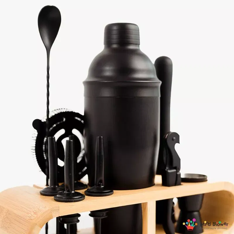 Set cadou Cocktail Shaker Mixology cu 11 accesorii 750ml Negru [27]