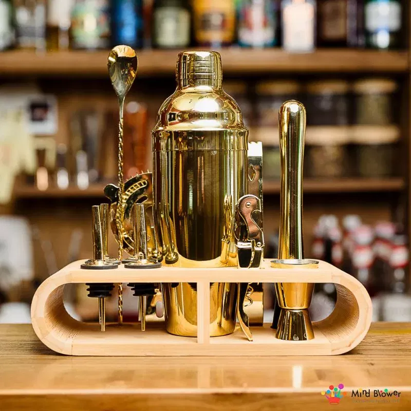 Set cadou Cocktail Shaker Mixology cu 11 accesorii 750ml Gold [3]