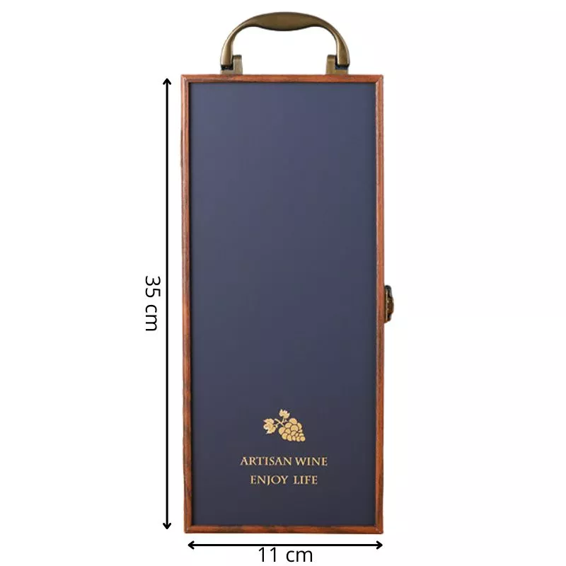 Cutie de vin Wine Bottle Box pentru 1 sticla cu accesorii vin incluse lemn si piele ecologica [5]