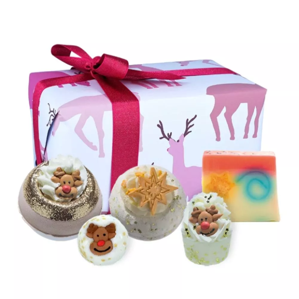 Cadouri pentru Iubita - Set cadou de Craciun cu bombe de baie si sapun, Rudolph, 5 pcs