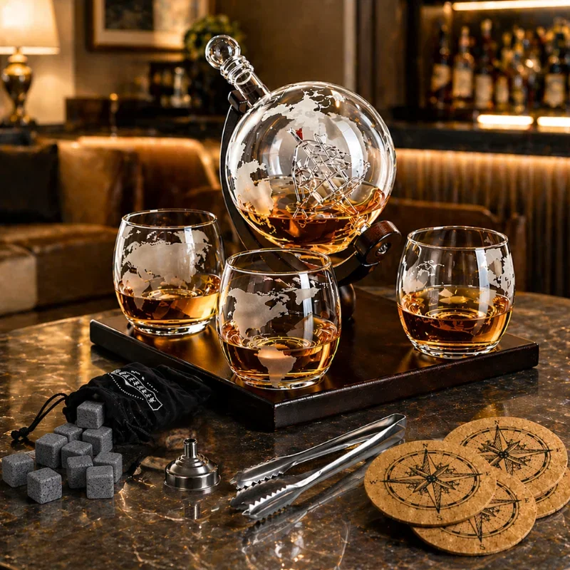 Set cadou decantor Glob Pamantesc cu 4 pahare Deluxe [1]