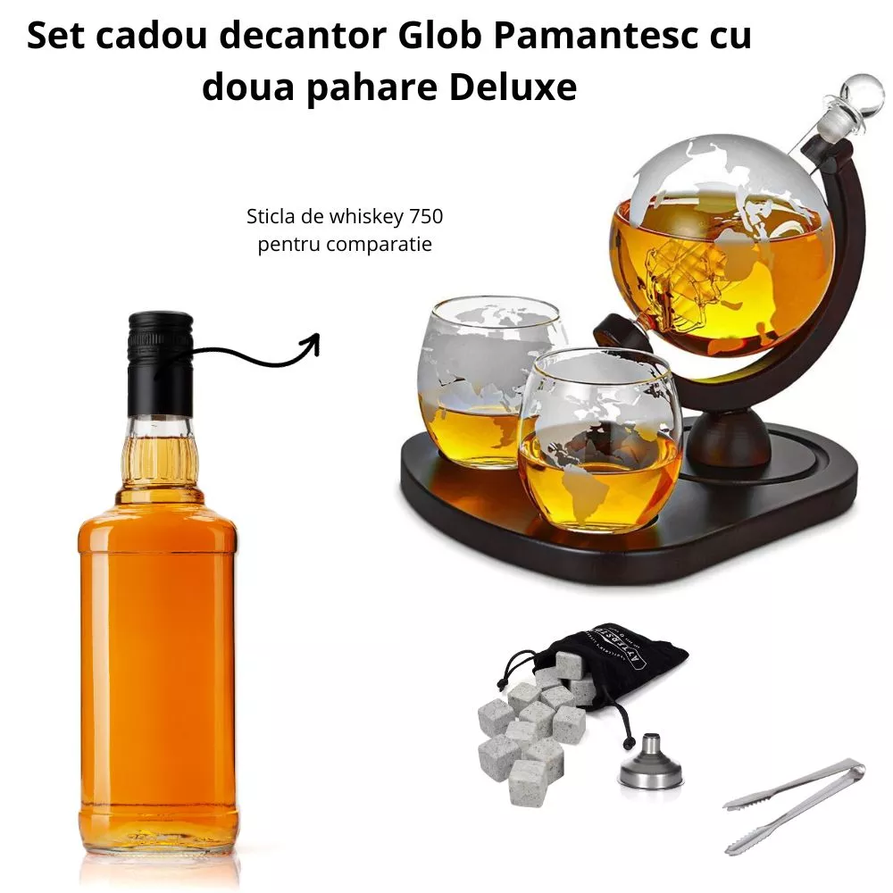 Set cadou decantor Glob Pamantesc cu doua pahare Deluxe [10]
