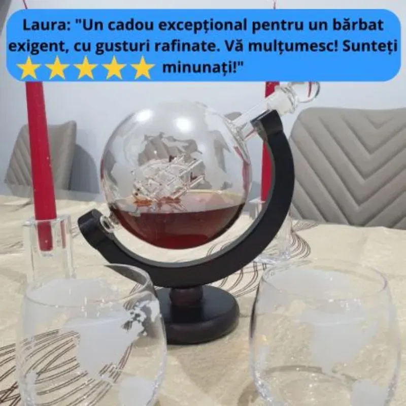 Set cadou decantor Glob Pamantesc cu doua pahare Deluxe [19]