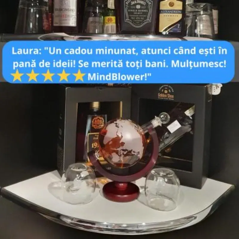Set cadou decantor Glob Pamantesc cu doua pahare Deluxe [18]