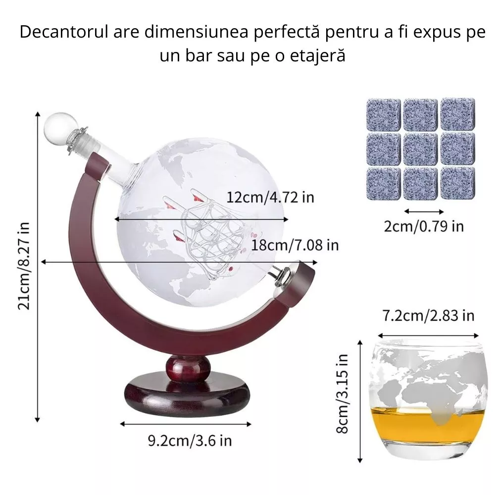Set cadou decantor Glob Pamantesc cu doua pahare Epique [23]