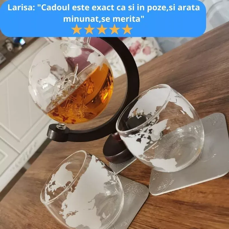 Set cadou decantor Glob Pamantesc cu doua pahare Epique [35]
