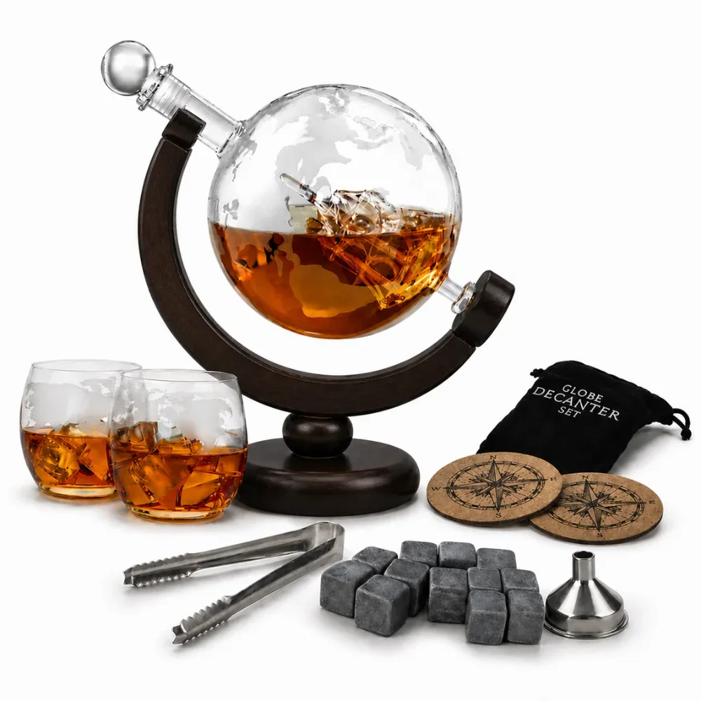 Set cadou decantor Glob Pamantesc cu doua pahare Epique [30]