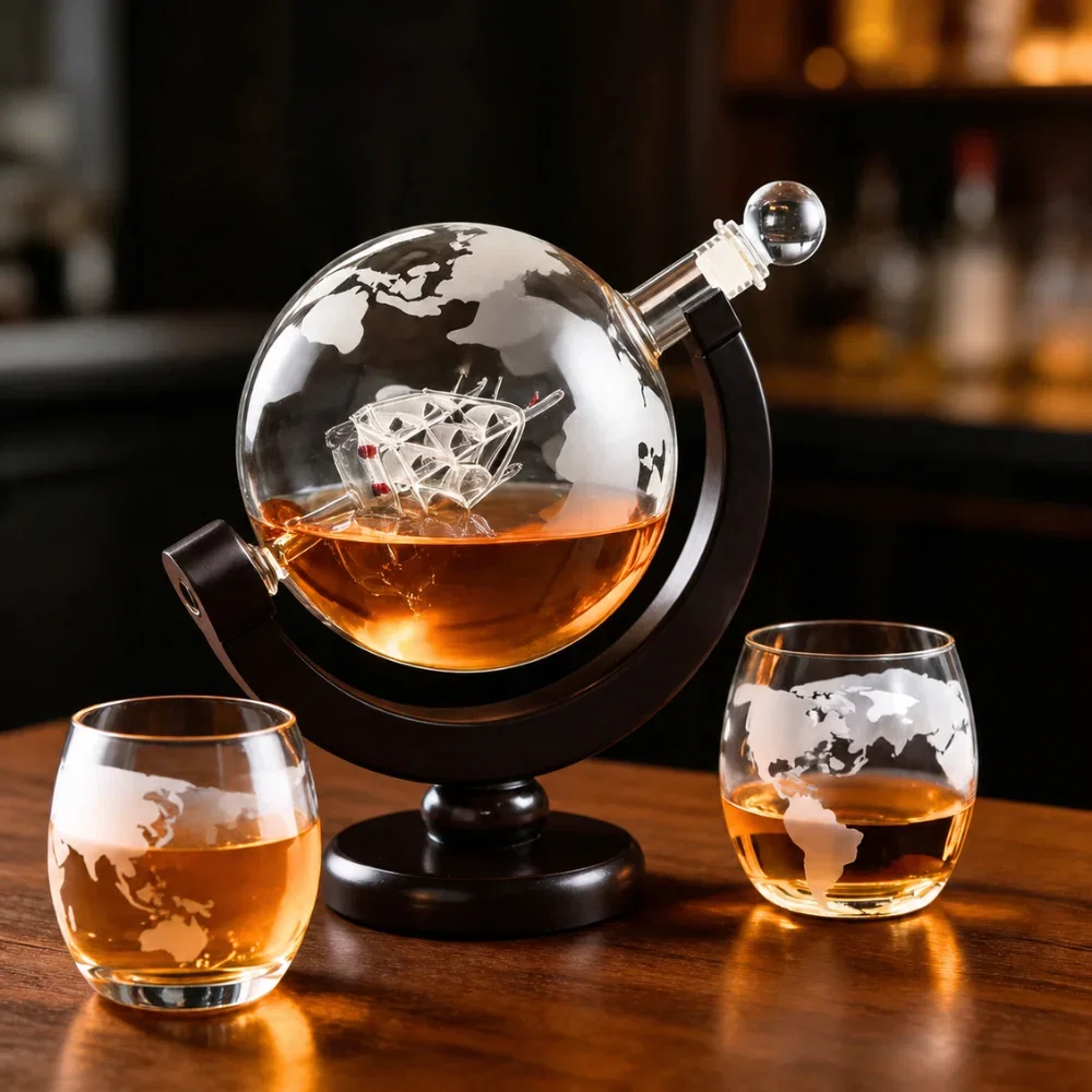 Set cadou decantor Glob Pamantesc cu doua pahare Epique [1]