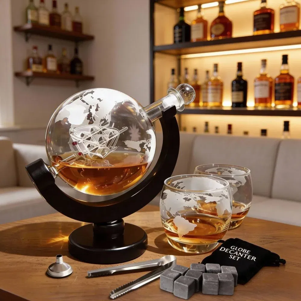 Cadouri de Casa Noua - Set cadou decantor Glob Pamantesc cu doua pahare Epique