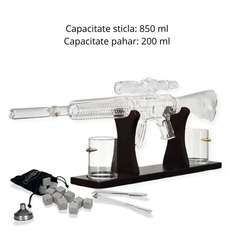Set cadou decantor Mitraliera si 2 pahare cu glont [9]