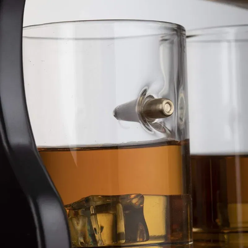 Set cadou Decantor Mitraliera AK47 si 4 pahare cu glont [6]