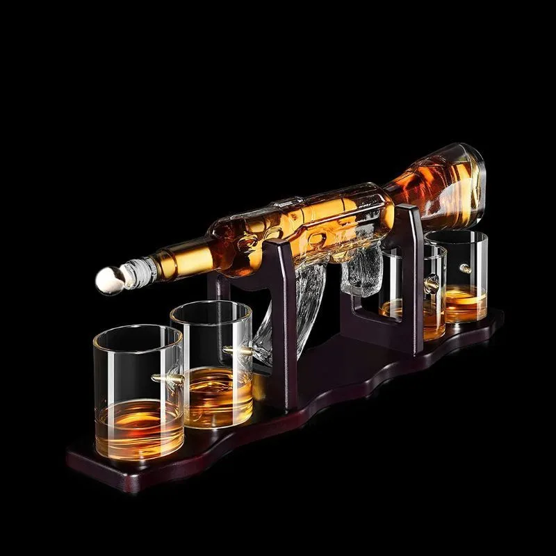 Set cadou Decantor Mitraliera AK47 si 4 pahare cu glont [3]