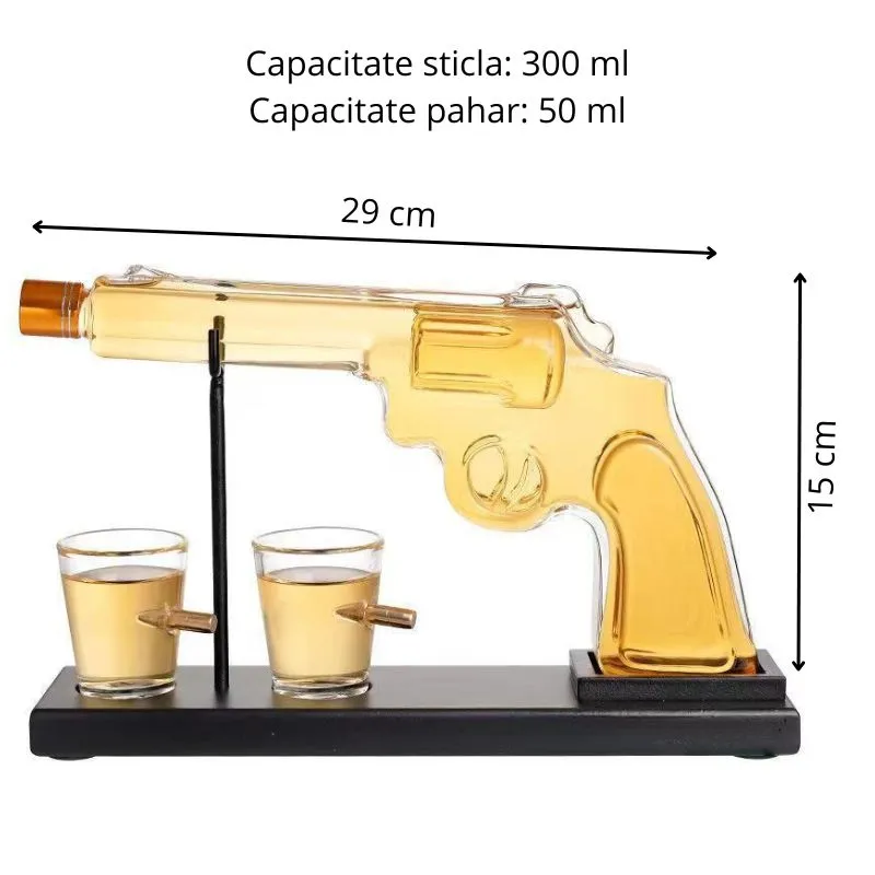 Set cadou decantor Pistol si 2 pahare cu glont [10]