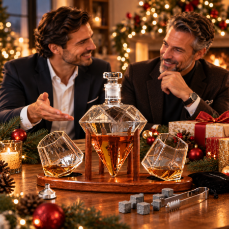 Set cadou decantor Sticla Diamant cu doua pahare Deluxe [1]
