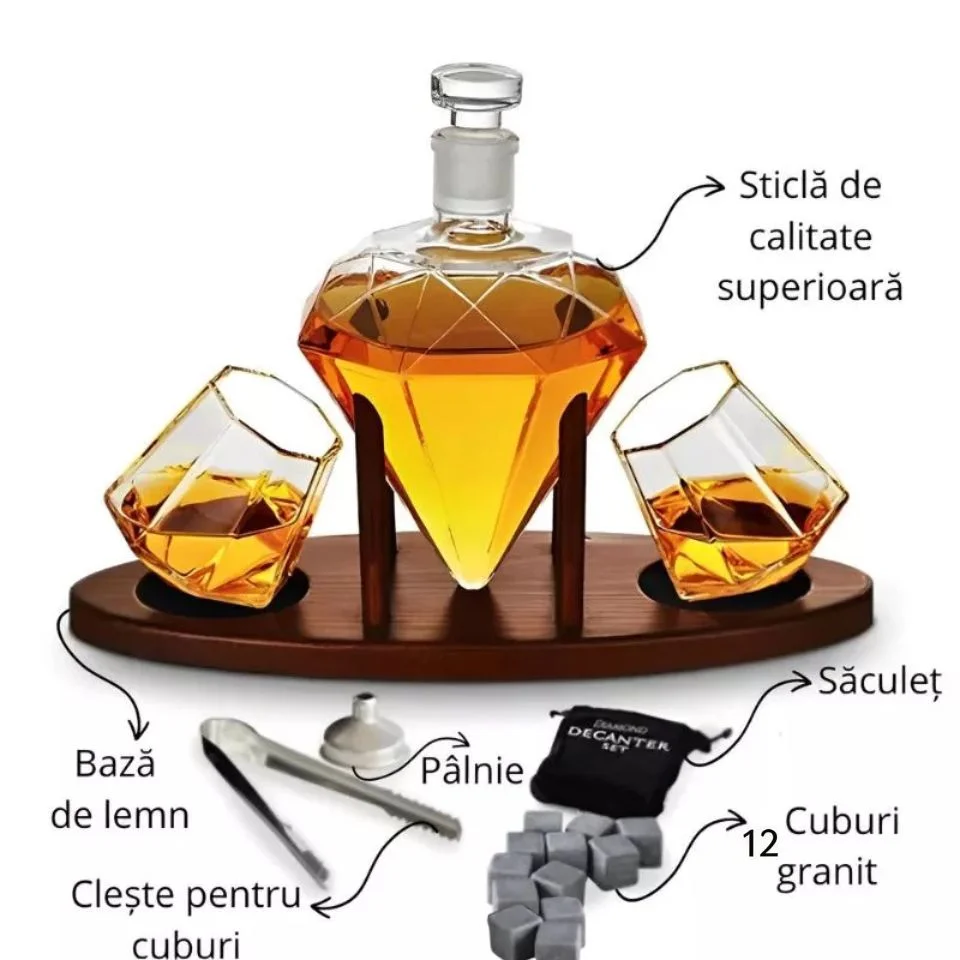 Set cadou decantor Sticla Diamant cu doua pahare Deluxe [17]