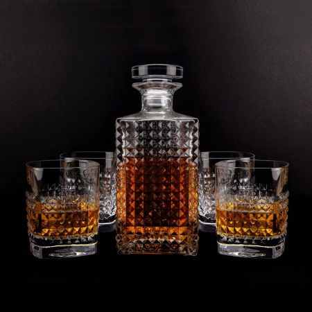 Cadouri de Casa Noua - Set cadou decantor Whiskey Sticla cu 4 pahare Elixir