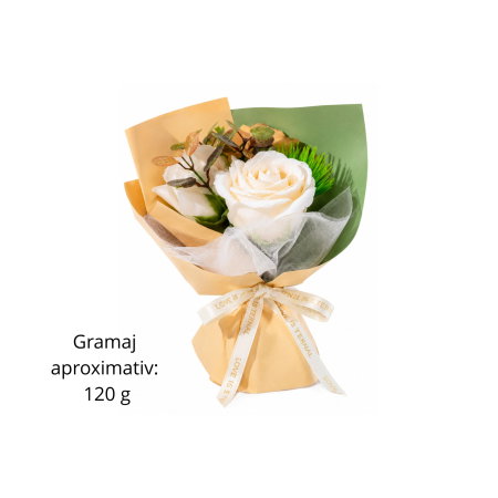 Set cadou femei cu flori din sapun si lumanare, Ivory Rose [9]