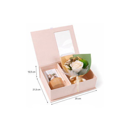 Set cadou femei cu flori din sapun si lumanare, Ivory Rose [11]