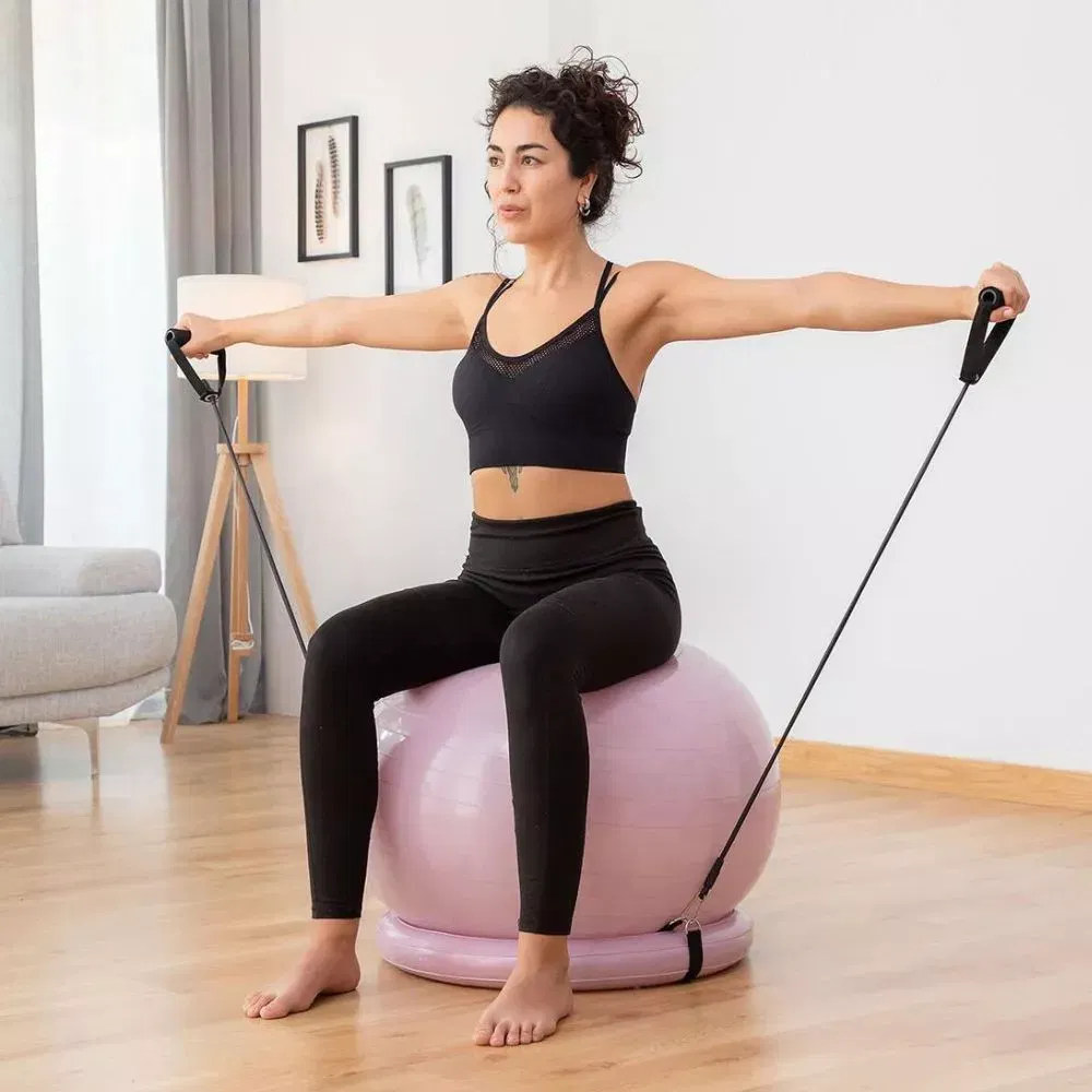 Cadouri pentru Sotie - Set cadou femei Yoga Fit, minge fitness, inel si benzi rezistenta