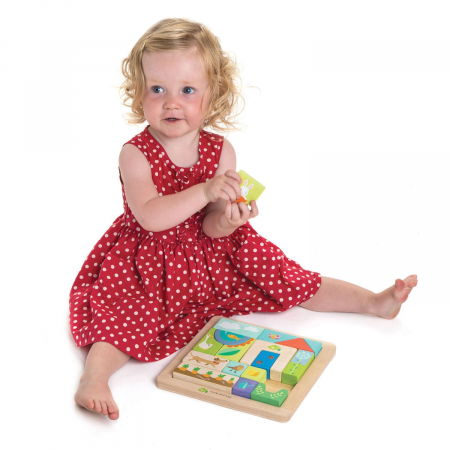 Set cadou jucarii din lemn Ilustratii din Gradina, puzzle cu 17 piese [0]