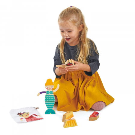 Set cadou jucarii din lemn Printesa si Sirena, puzzle cu 16 piese [1]