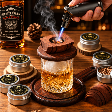 Reduceri - Set Cadou pentru Afumare Whisky cu 2 Pahare si 8 Arome