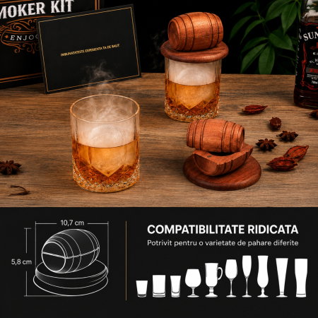 Set Cadou pentru Afumare Whisky cu 2 Pahare si 8 Arome [10]