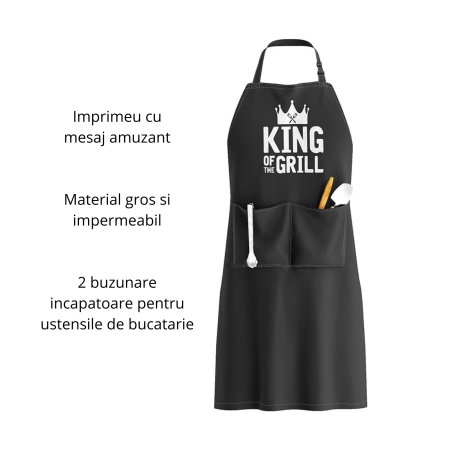 Set Cadou pentru Barbati King of the Grill cu Gratar Portabil, Sort si Accesorii BBQ [2]