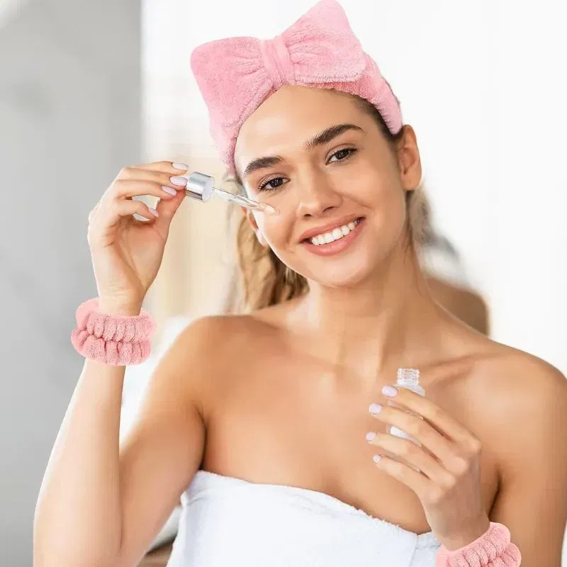 Set cadou pentru ea Bentita cosmetica Fleece cu fundita [1]