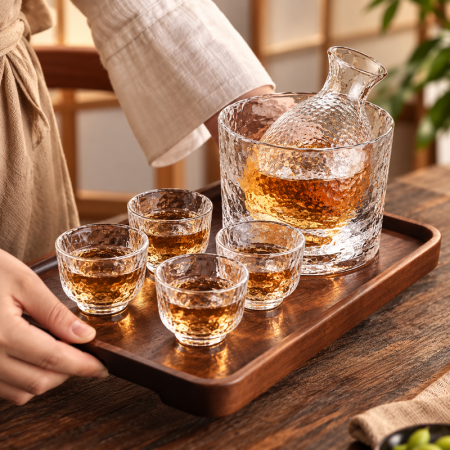 Set cadou servire bauturi tari Sticla cupa si 4 pahare Platinum [2]