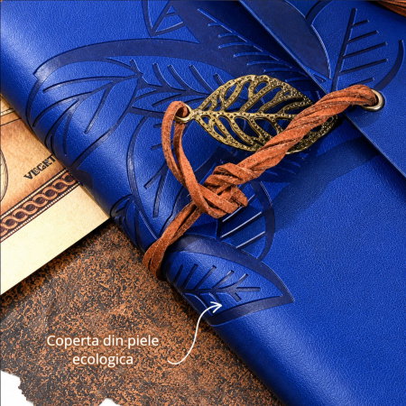 Set Cadou Vintage cu Jurnal si Pix, Albastru Regal [9]