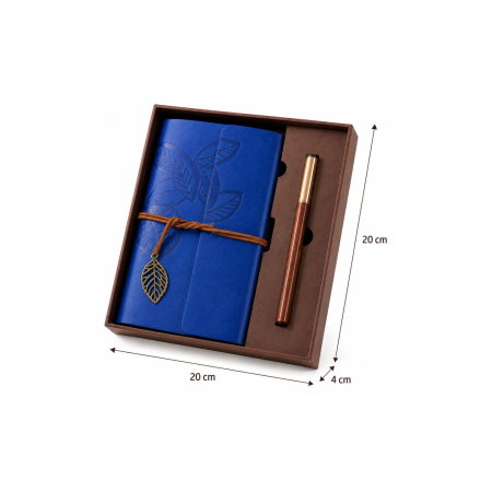 Set Cadou Vintage cu Jurnal si Pix, Albastru Regal [12]