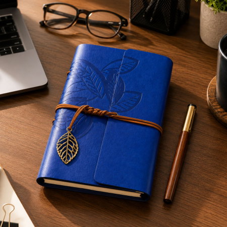 Set Cadou Vintage cu Jurnal si Pix, Albastru Regal [1]