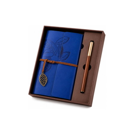 Set Cadou Vintage cu Jurnal si Pix, Albastru Regal [10]