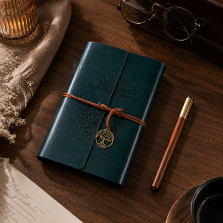 Set Cadou Vintage cu Jurnal si Pix, Copacul Vietii Verde [1]