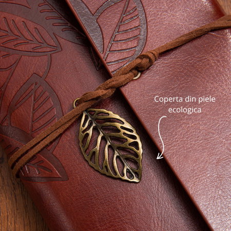 Set Cadou Vintage cu Jurnal si Pix, Maro Rustic [12]