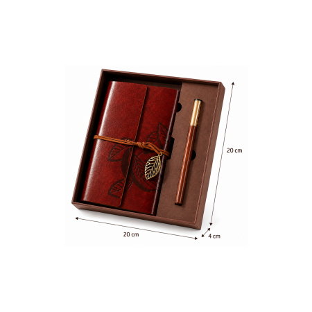 Set Cadou Vintage cu Jurnal si Pix, Maro Rustic [8]