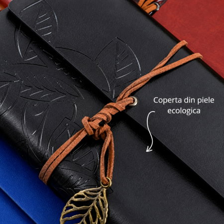 Set Cadou Vintage cu Jurnal si Pix, Negru Clasic [9]