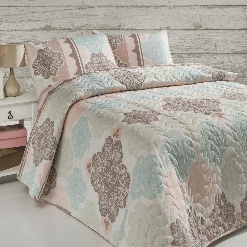 Cele mai noi - Set cuvertura matlasata pat single, design modern, 160x220 cm, o husa de perna
