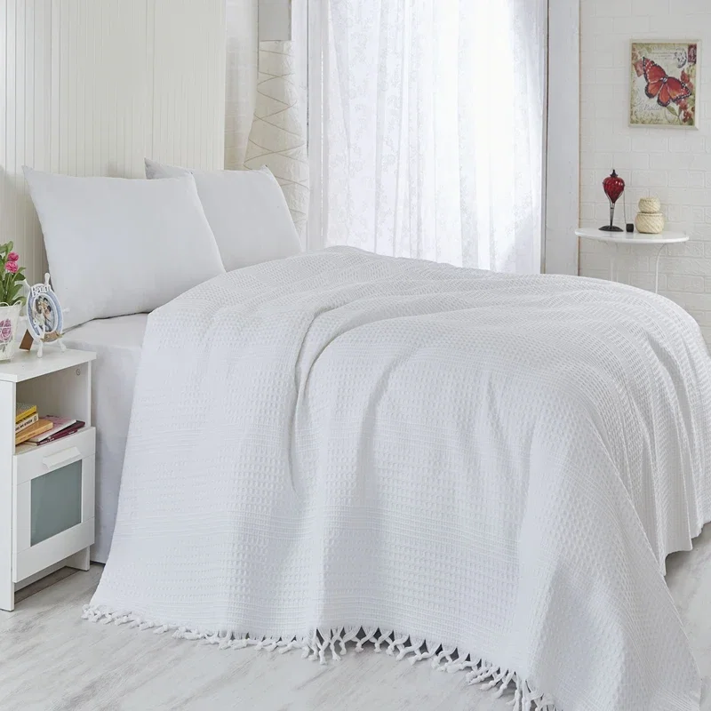 Set cuvertura pat dublu, bumbac, alb, 220x240 cm [0]