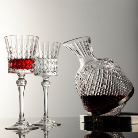 Set Decantor de bauturi Rotativ cu 2 pahare argintiu [1]