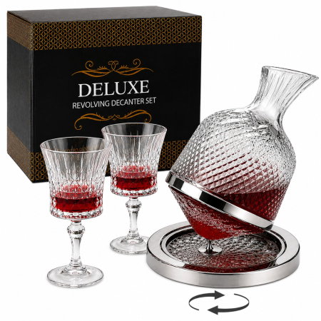 Set Decantor de bauturi Rotativ cu 2 pahare argintiu [21]