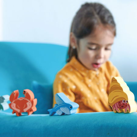 Set jucarii din lemn Raftul cu animale marine, 10 piese [1]