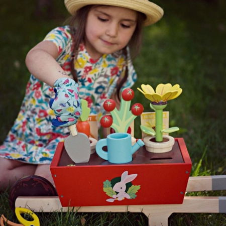 Set jucarii din lemn Roaba cu unelte de gradina, 31 piese [0]