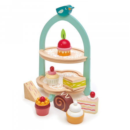 Set jucarii din lemn Stand cu prajiturele, Mini Chef, 9 piese [3]