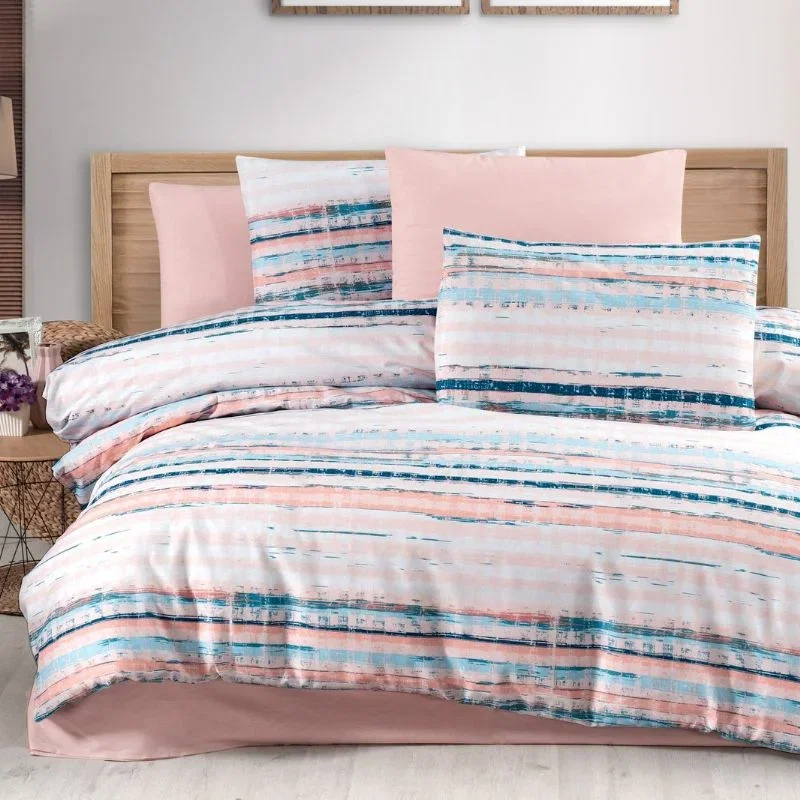 Set lenjerie bumbac 160x220 cm,model elegant cu dungi [0]