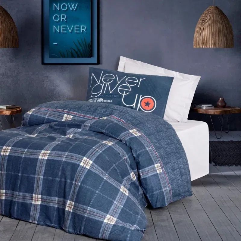 Set lenjerie bumbac Given - Gri, 160x220 cm, 1 fata de perna + cearsaf elastic [0]