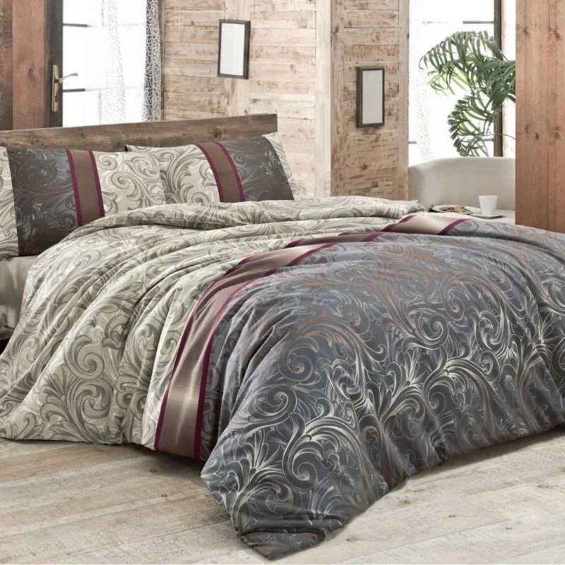 Set lenjerie bumbac Hurrem - Gri, 200x220 cm, 2 fete de perna [0]